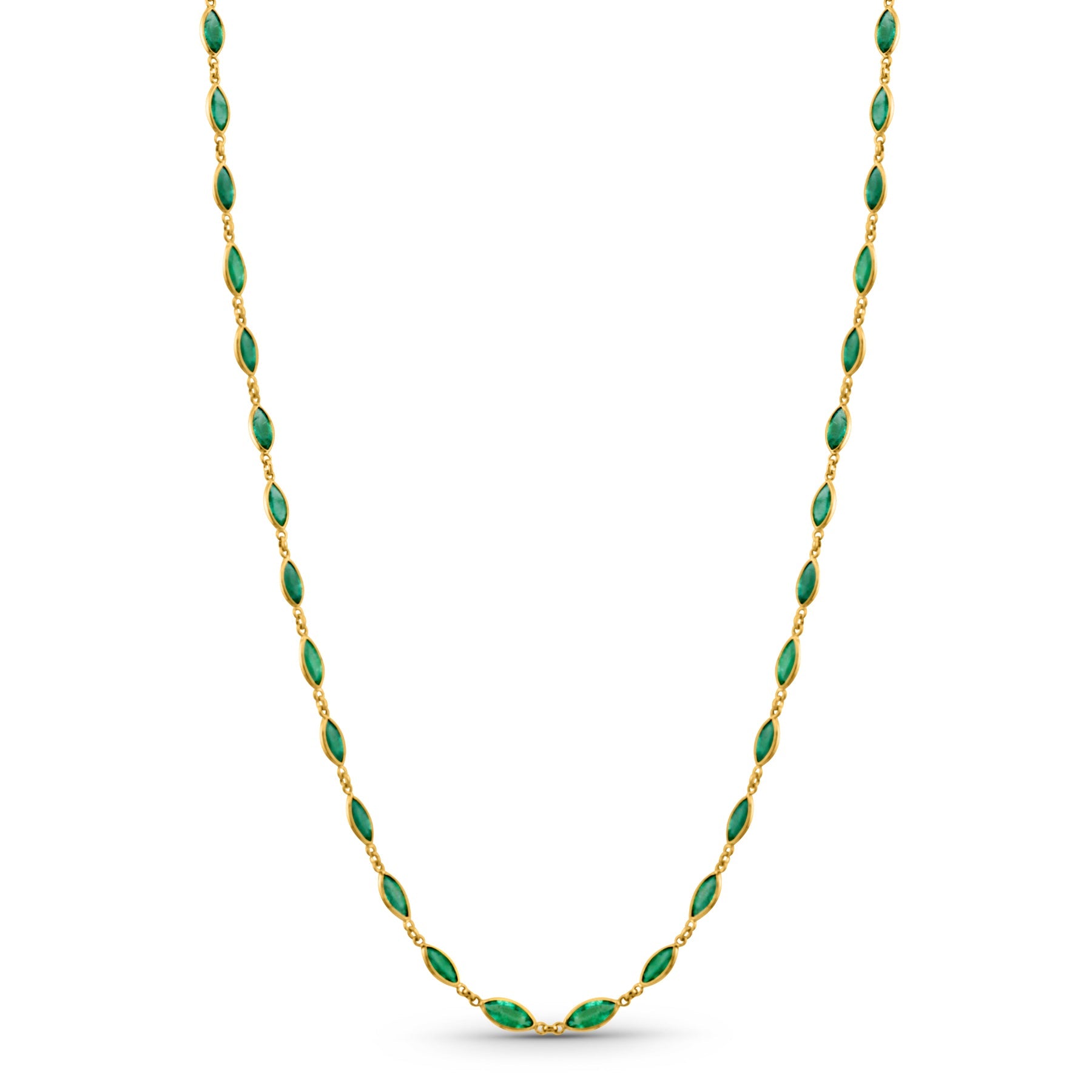 Emerald Marquise Necklace In 18K Yellow Gold - AiJi World 