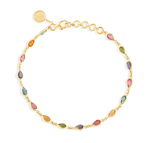 Gemstone Pear shape Bracelet In 18K Yellow Gold - AiJi World 