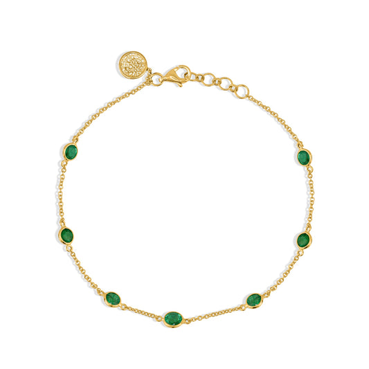 Emerald Round Bracelet In 18K Yellow Gold - AiJi World 