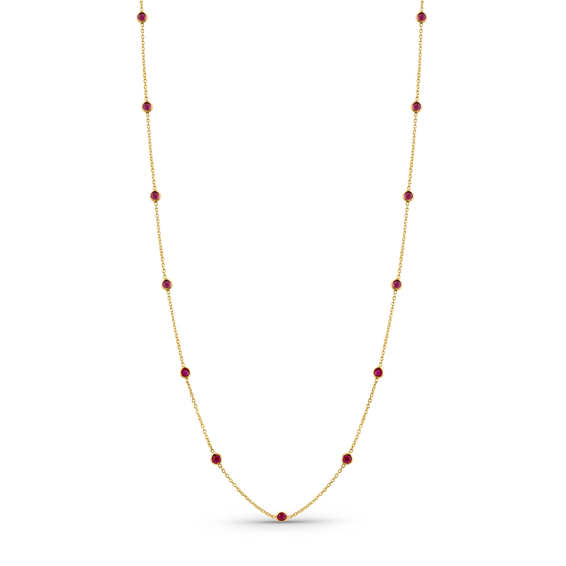 Ruby Round In 18K Yellow Gold Necklace - AiJi World 