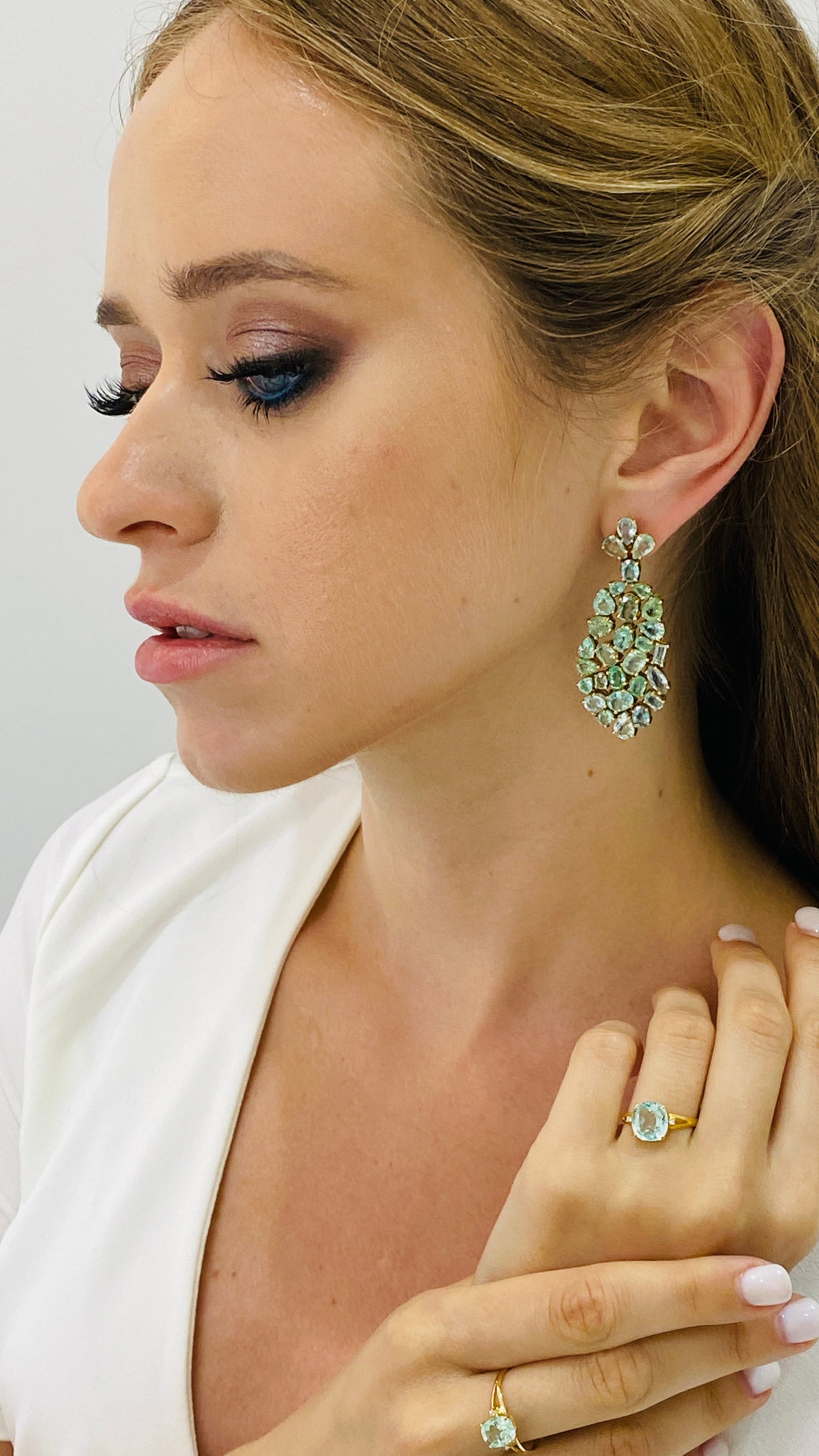 Paraiba Tourmaline Earrings In 18K Yellow Gold - AiJi World 