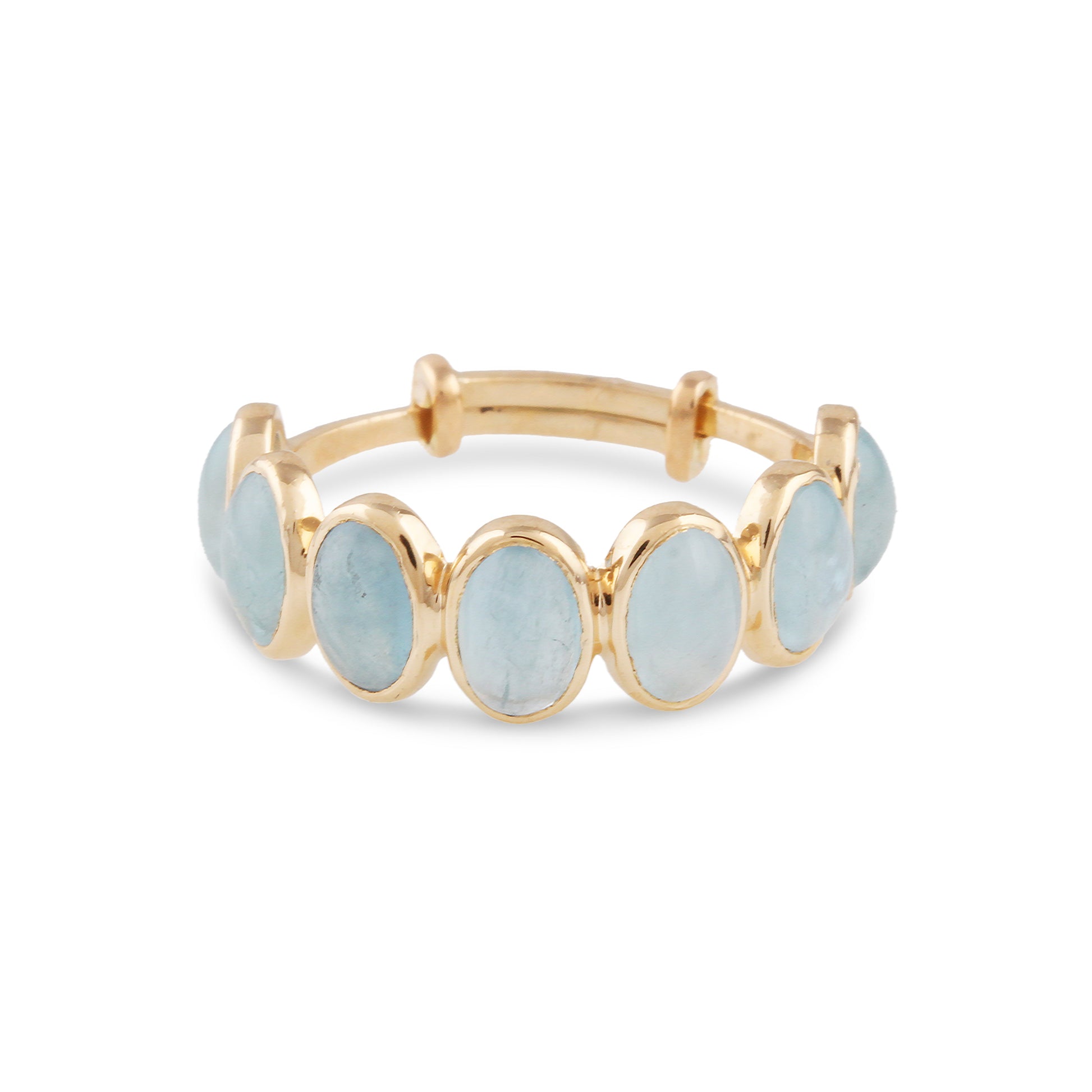 Gemstone Oval Ring In 18K Yellow Gold - AiJi World 