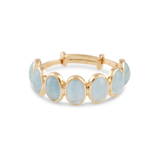 Gemstone Oval Ring In 18K Yellow Gold - AiJi World 