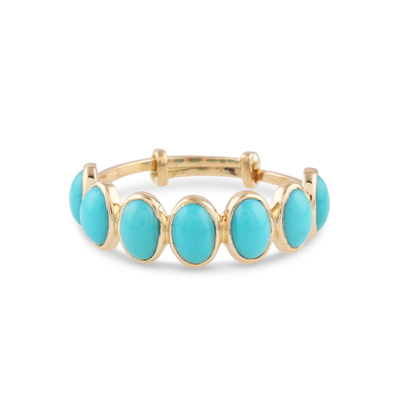 Gemstone Oval Ring In 18K Yellow Gold - AiJi World 