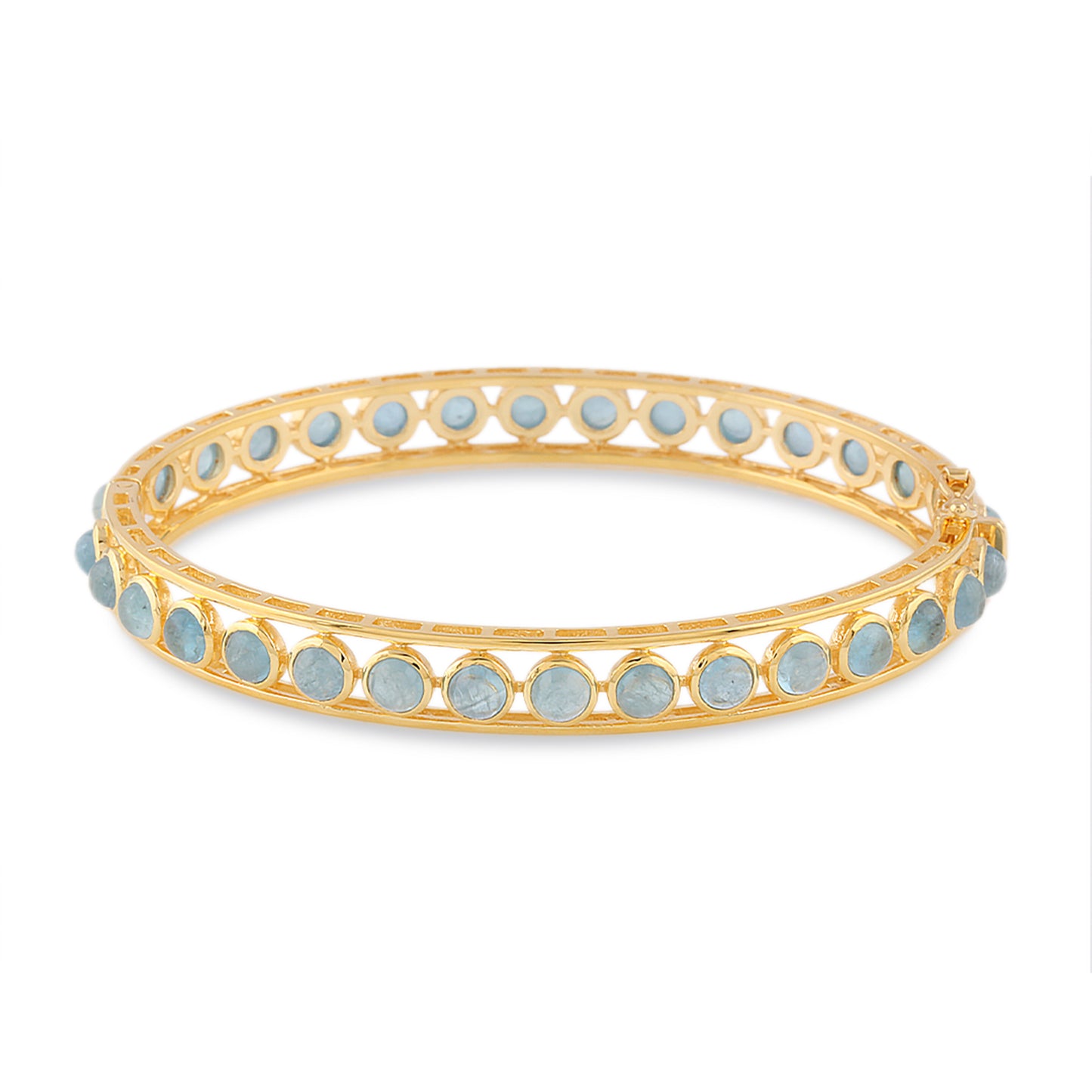Gemstone Round Bangle In 18K Yellow Gold - AiJi World 
