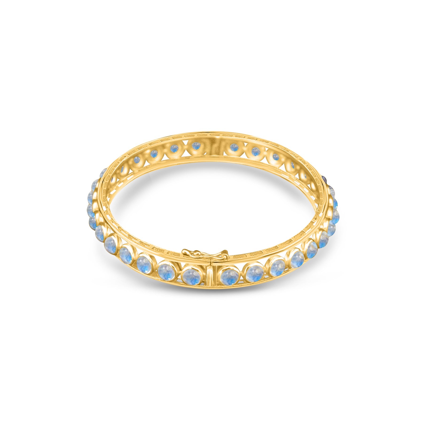 Gemstone Round Bangle In 18K Yellow Gold - AiJi World 