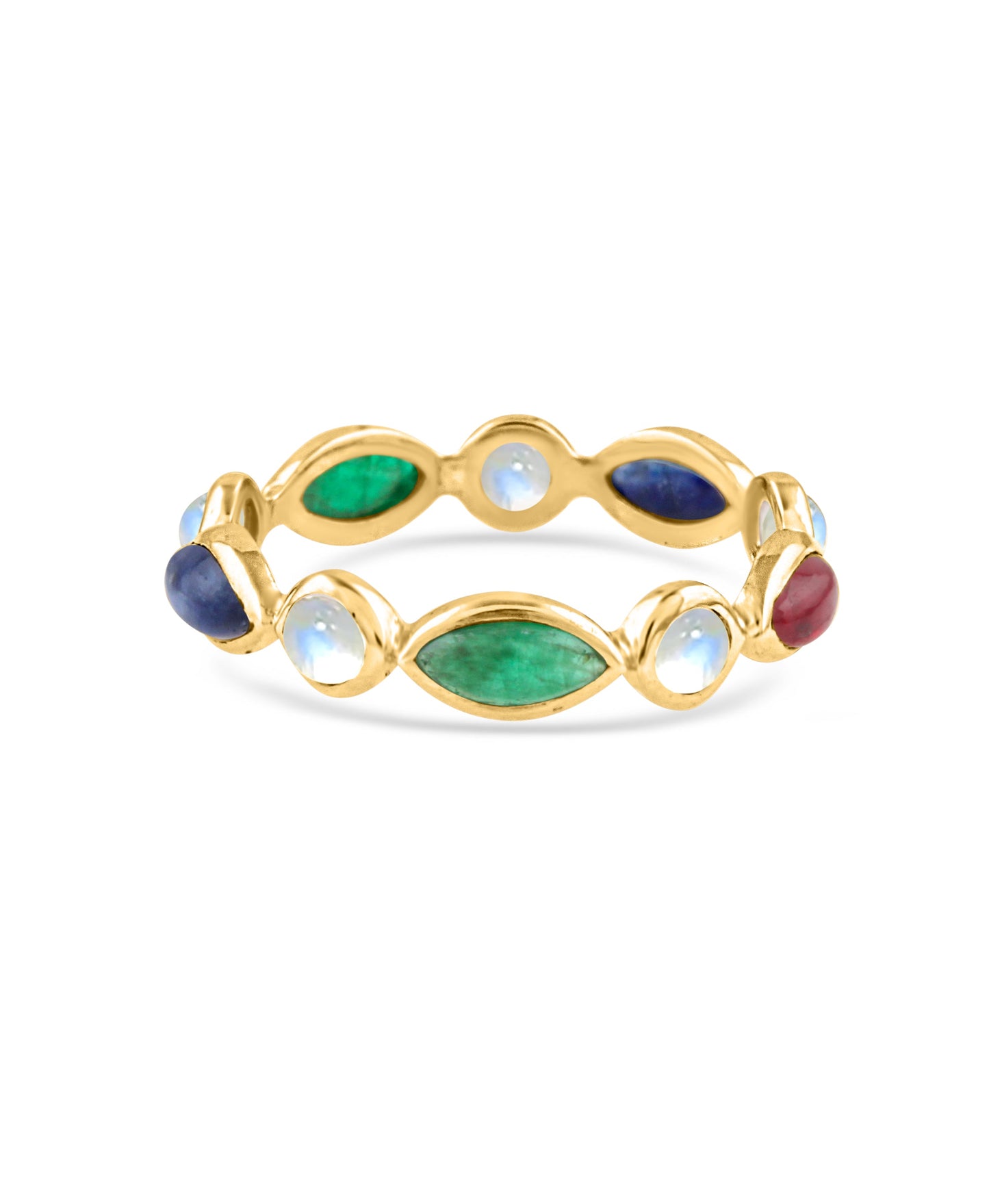 Gemstone Ring In 18K Yellow Gold - AiJi World 