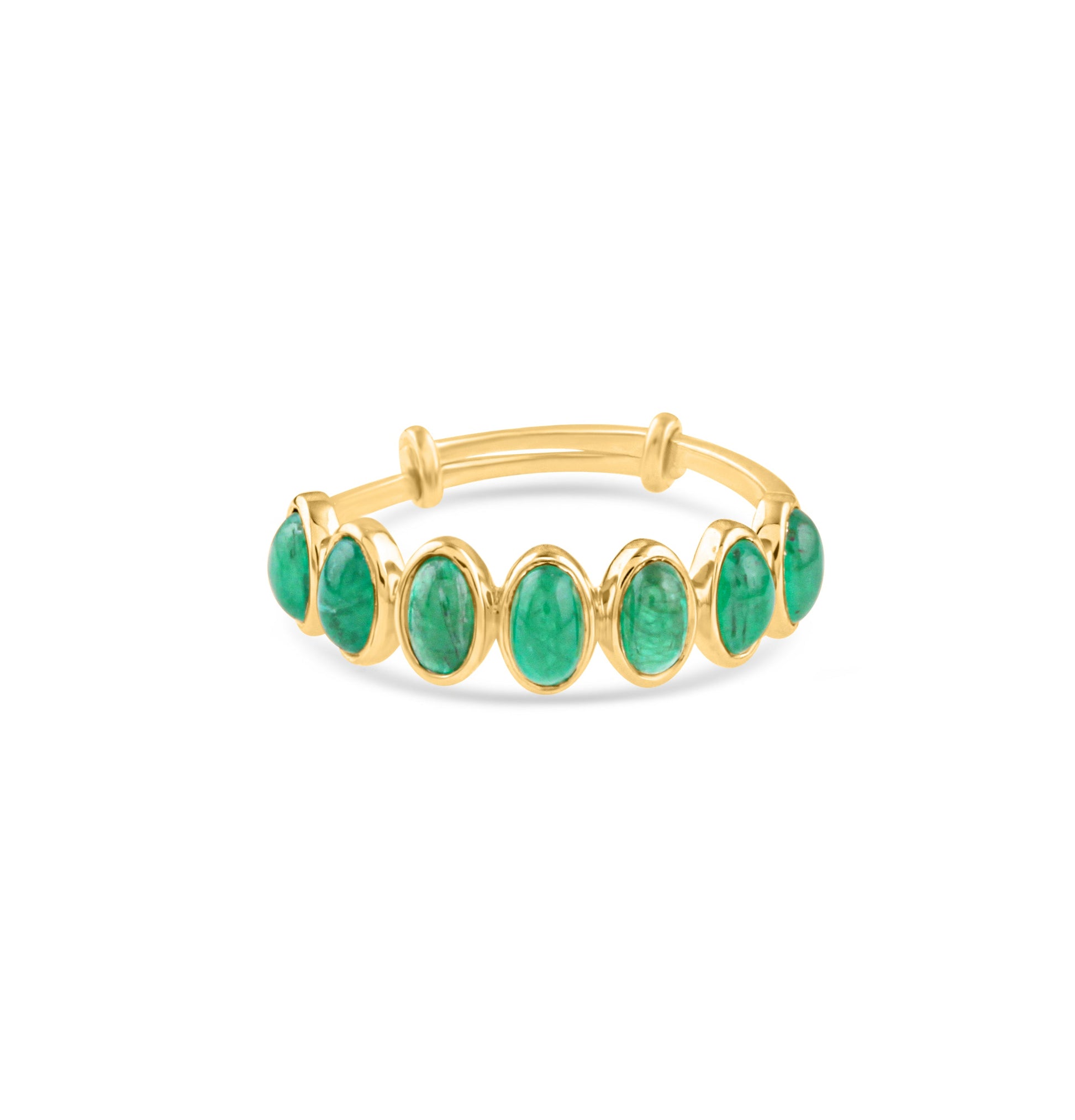 Gemstone Oval Ring In 18K Yellow Gold - AiJi World 