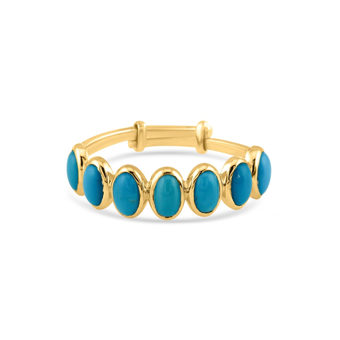 Gemstone Oval Ring In 18K Yellow Gold - AiJi World 