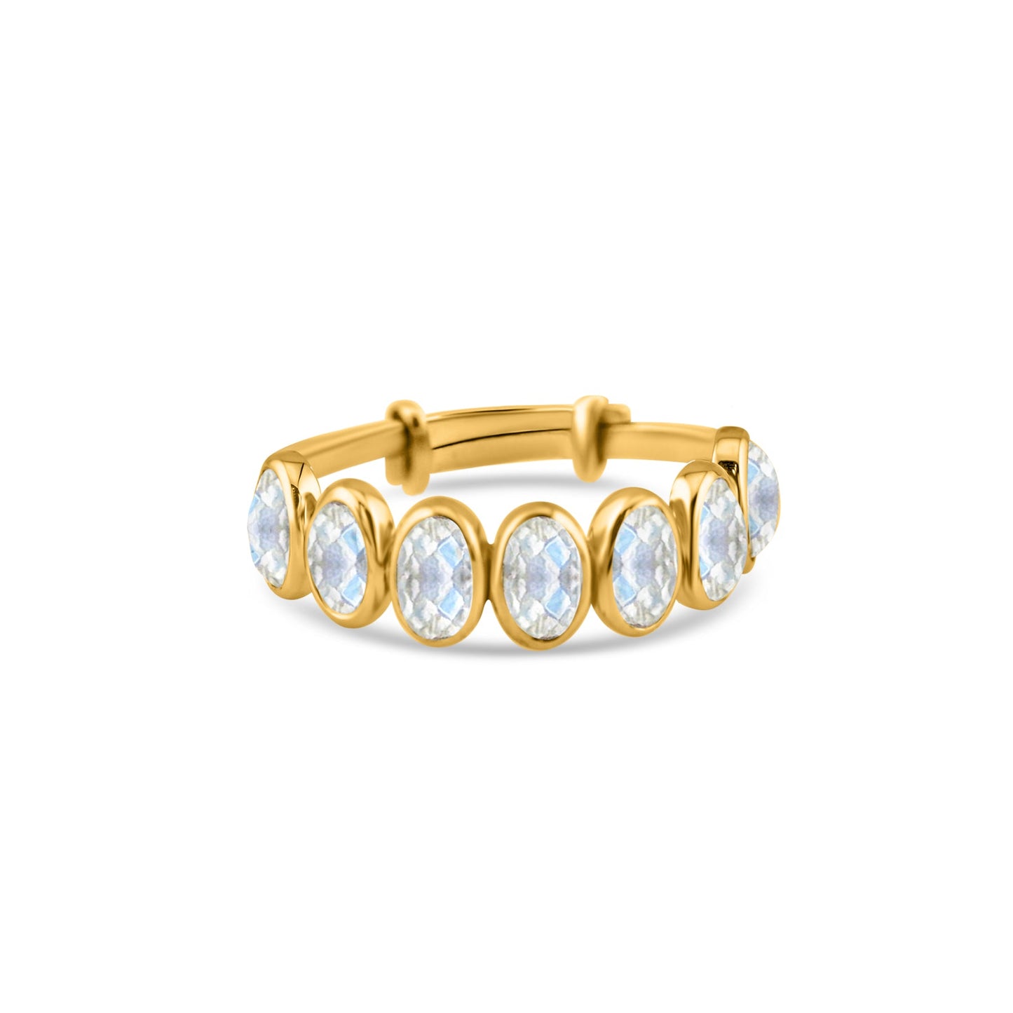 Gemstone Oval Ring In 18K Yellow Gold - AiJi World 