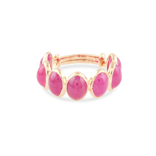 Gemstone Oval Ring In 18K Yellow Gold - AiJi World 