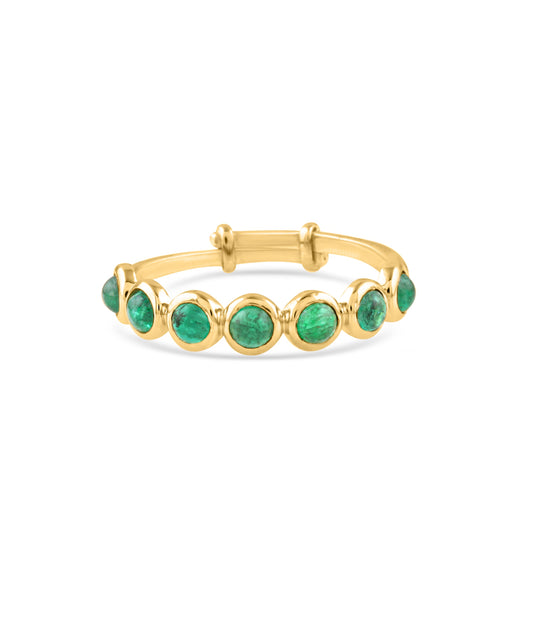 Gemstone Round Ring In 18K Yellow Gold - AiJi World 