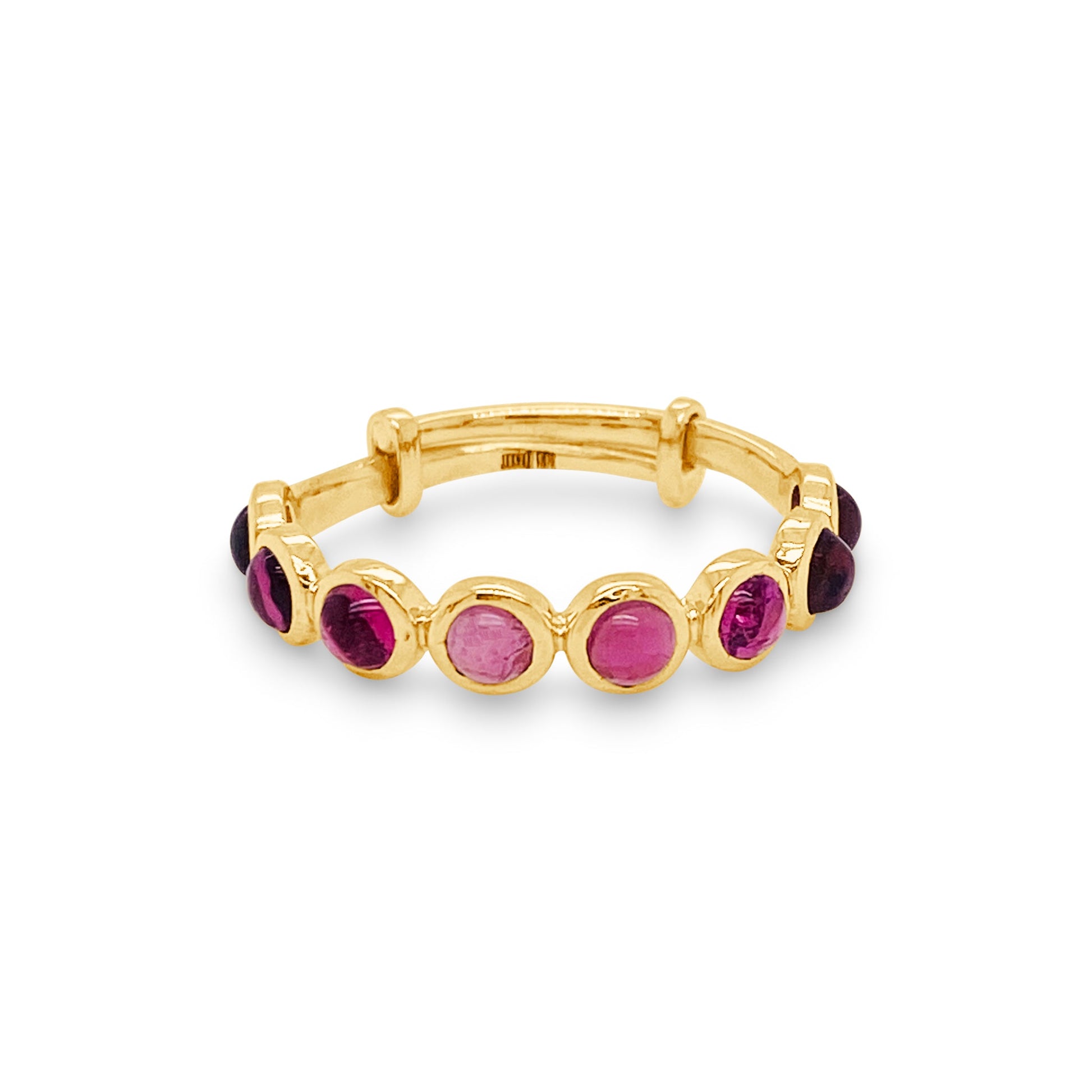 Gemstone Round Ring In 18K Yellow Gold - AiJi World 