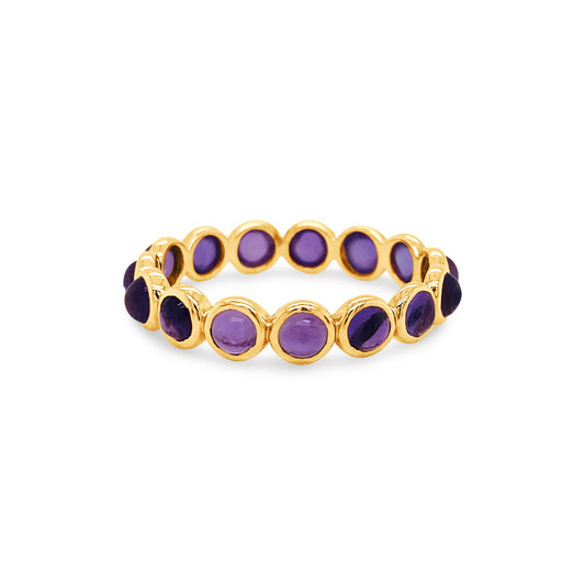 Gemstone Round Ring In 18K Yellow Gold - AiJi World 
