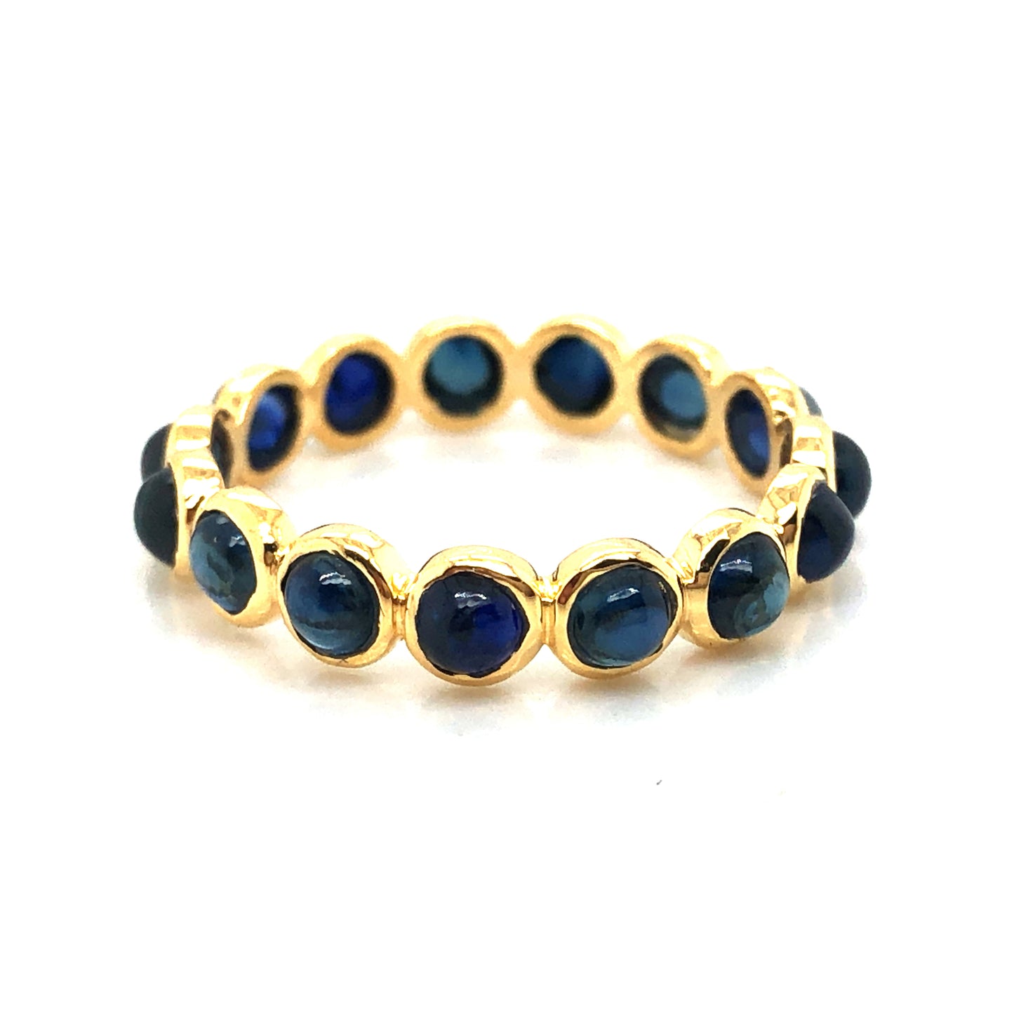 Gemstone Round Ring In 18K Yellow Gold - AiJi World 