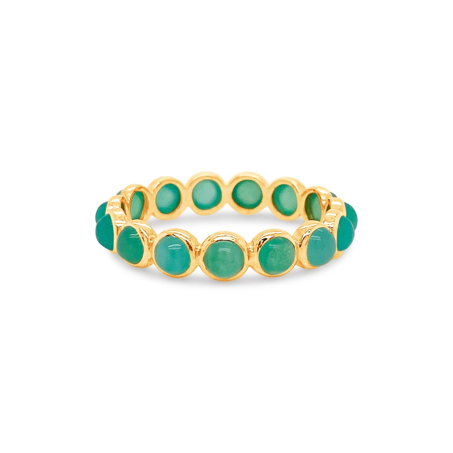 Gemstone Round Ring In 18K Yellow Gold - AiJi World 