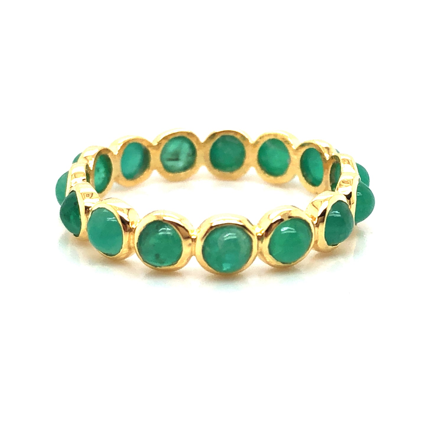 Gemstone Round Ring In 18K Yellow Gold - AiJi World 