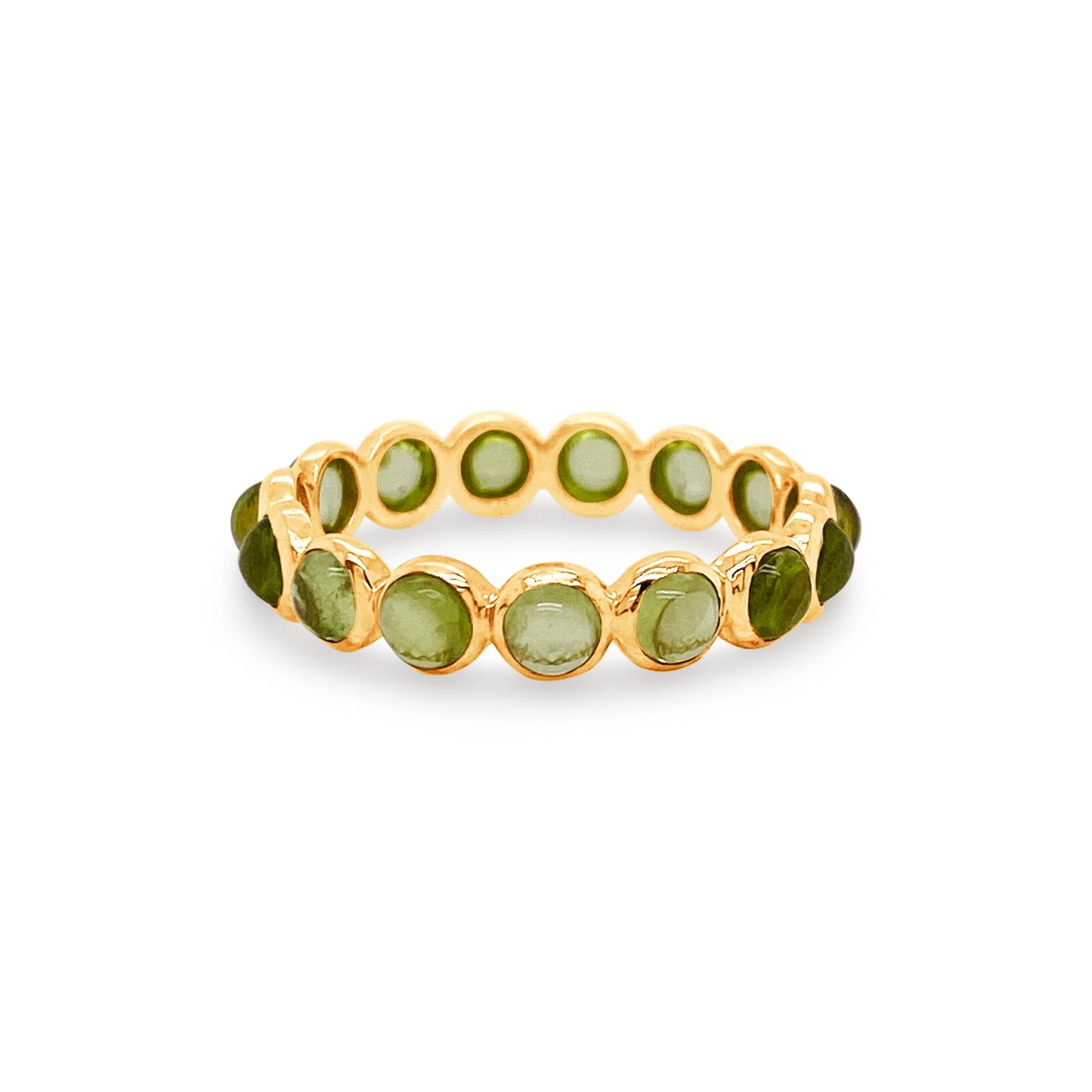 Gemstone Round Ring In 18K Yellow Gold - AiJi World 