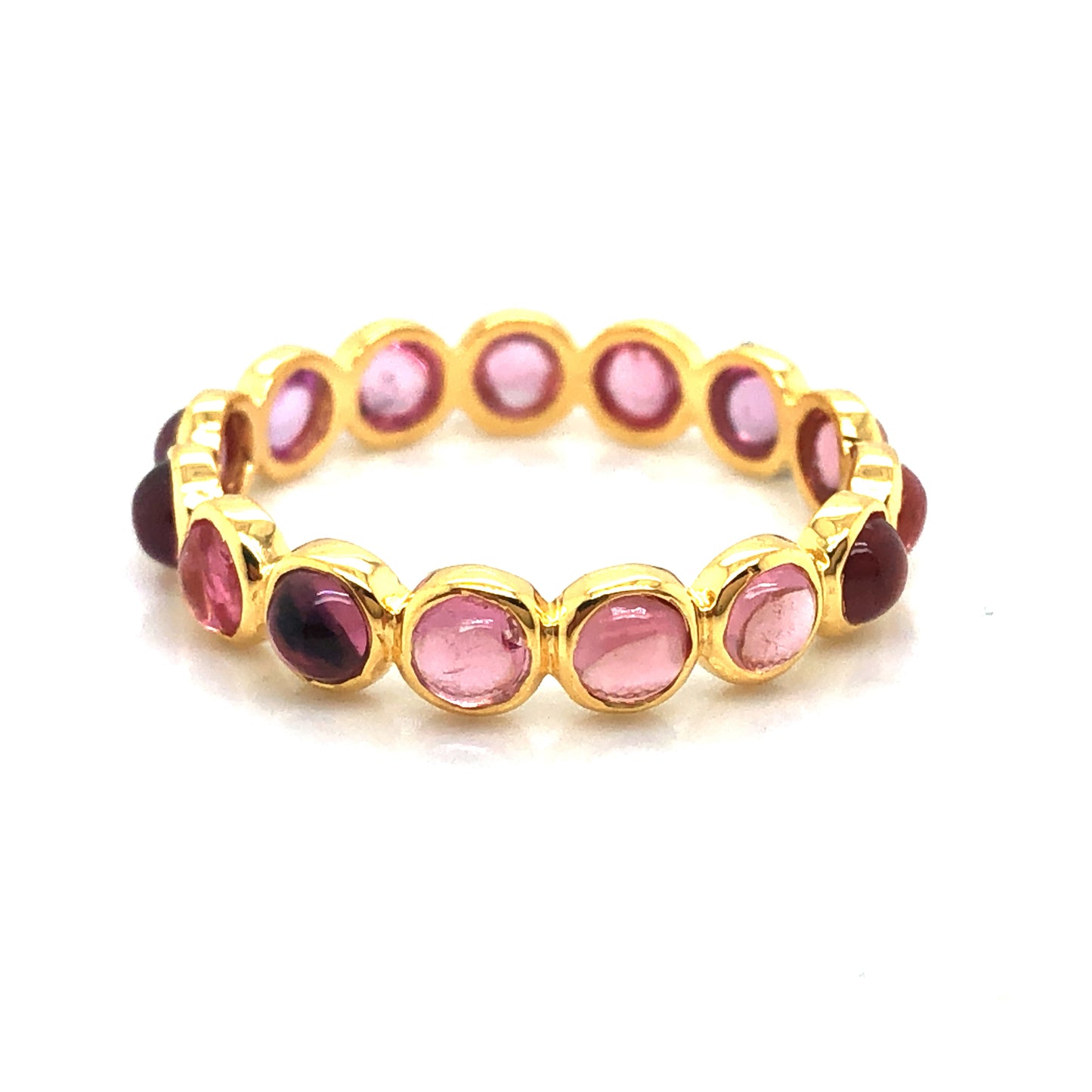 Gemstone Round Ring In 18K Yellow Gold - AiJi World 