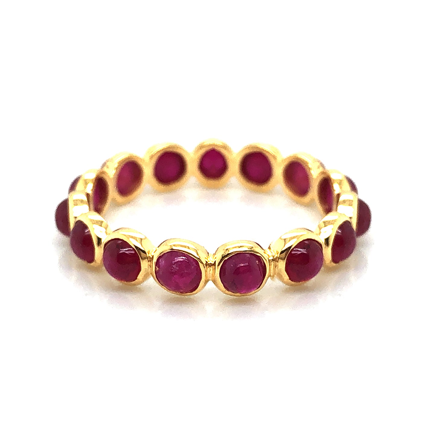 Gemstone Round Ring In 18K Yellow Gold - AiJi World 