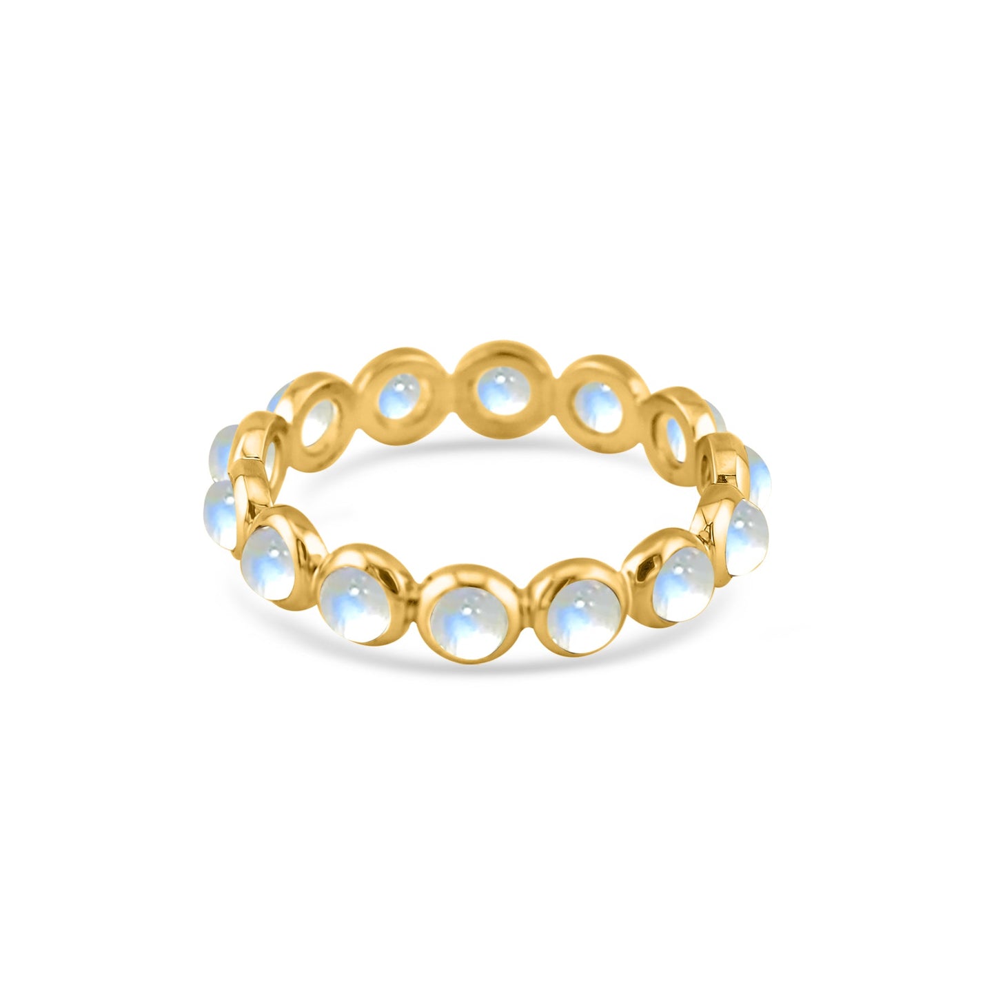 Gemstone Round Ring In 18K Yellow Gold - AiJi World 