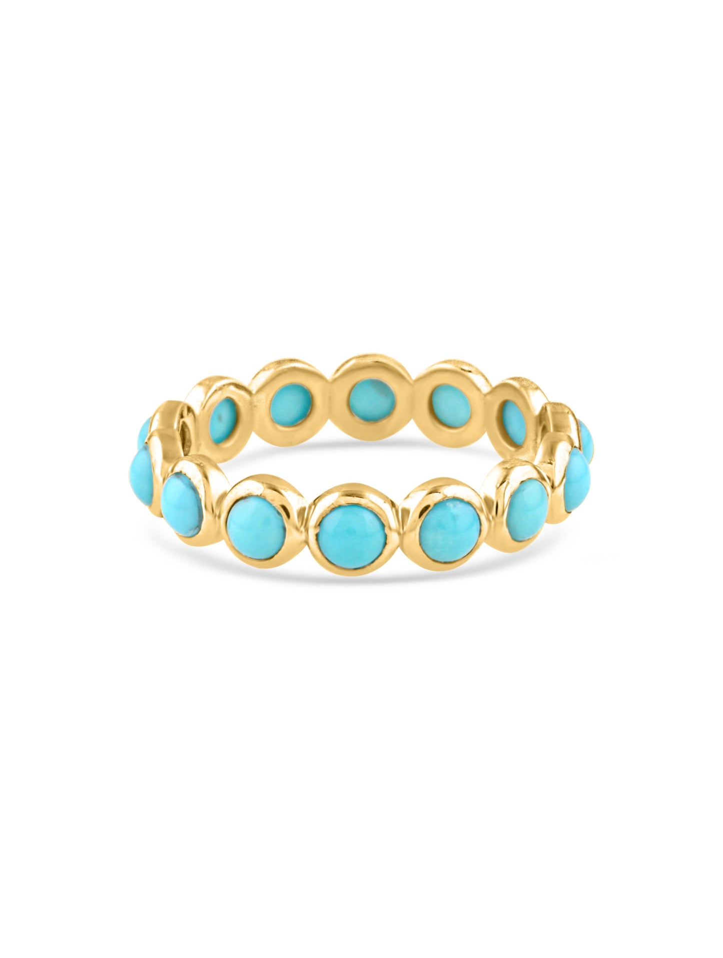 Gemstone Round Ring In 18K Yellow Gold - AiJi World 