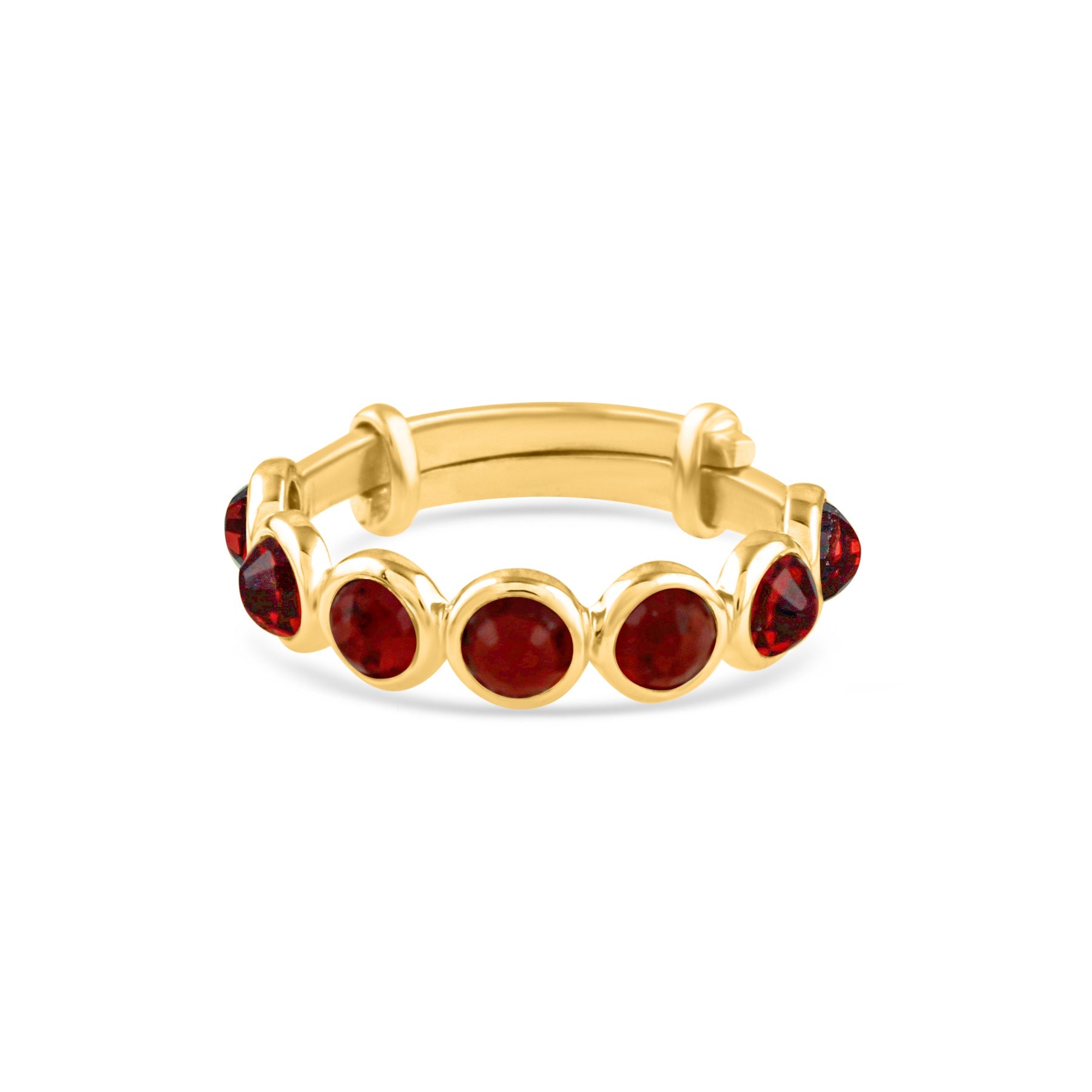 Gemstone Round Ring In 18K Yellow Gold - AiJi World 