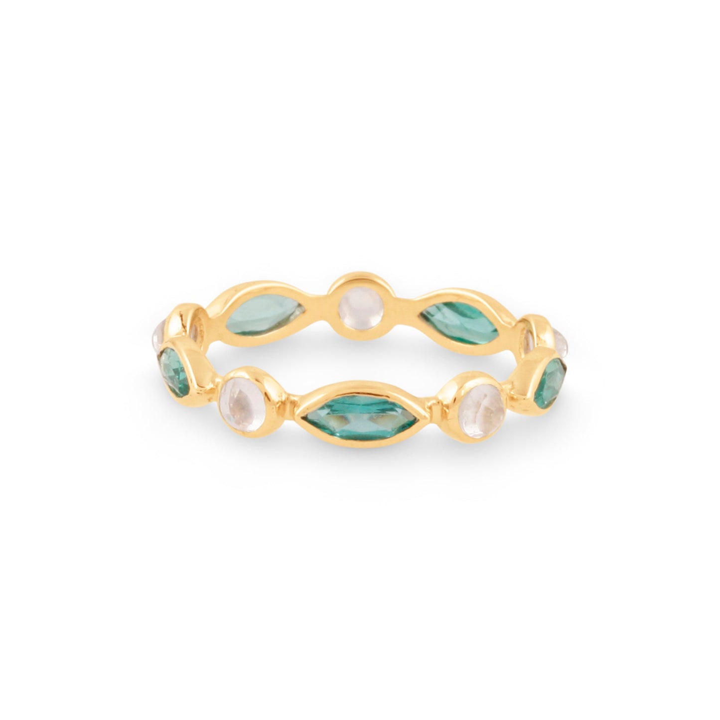 Gemstone Ring In 18K Yellow Gold - AiJi World 