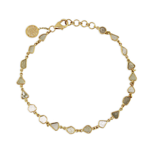 Diamond Slice Bracelet In 18K Yellow Gold - AiJi World 