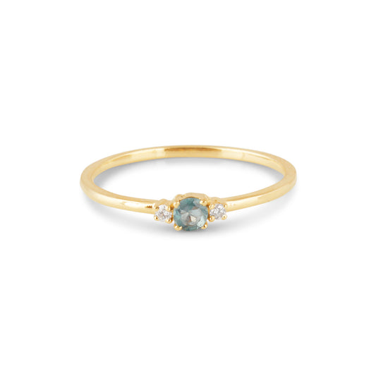 Alexandrite Round & Diamond Ring In 18K Yellow Gold - AiJi World 